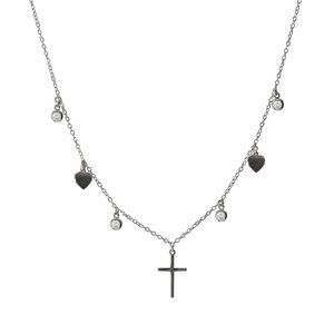 Cross heart choker Gold choker Choker Cross choker Heart choker Cz choker